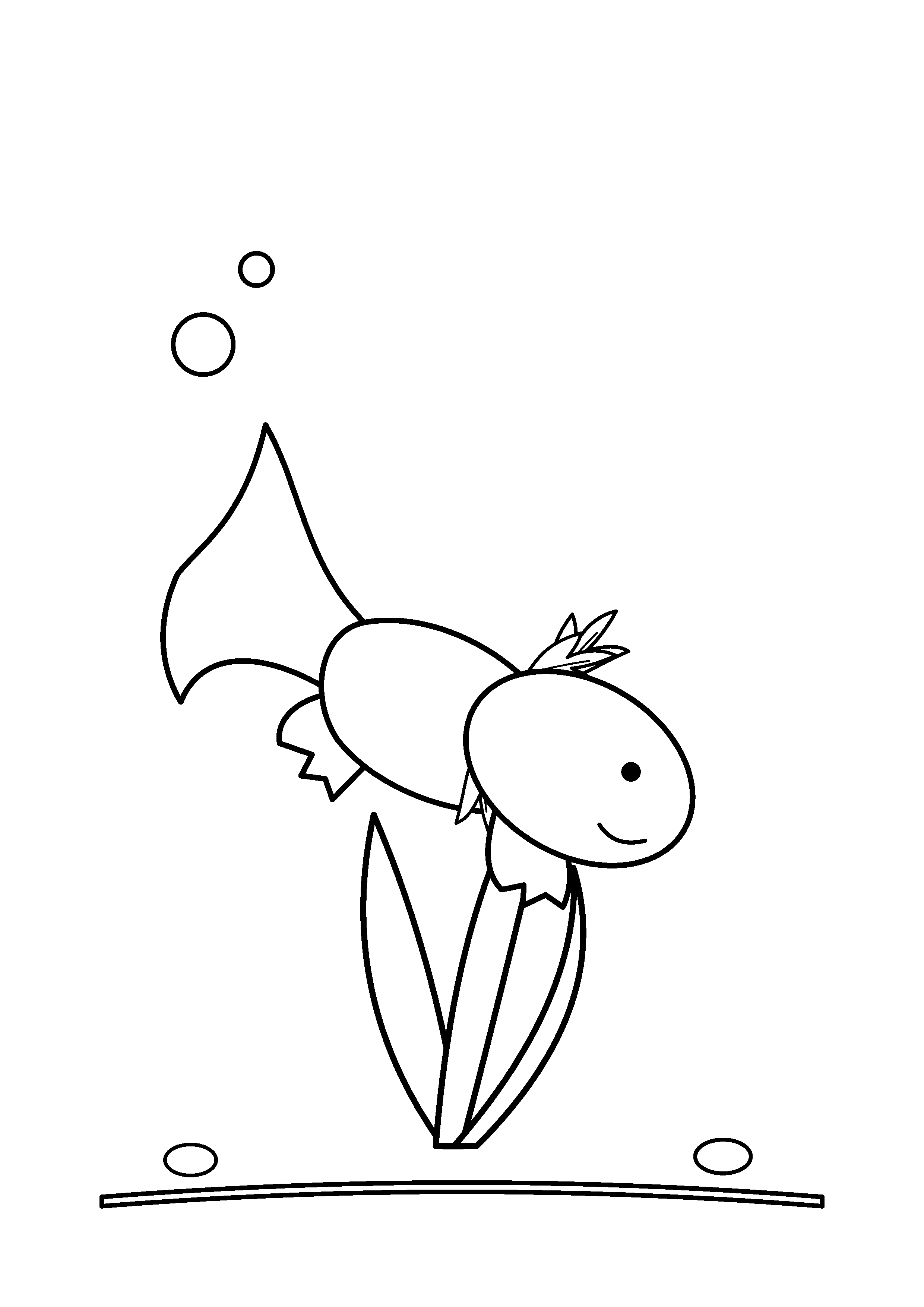 An axolotl loops around a tuft of water grass.