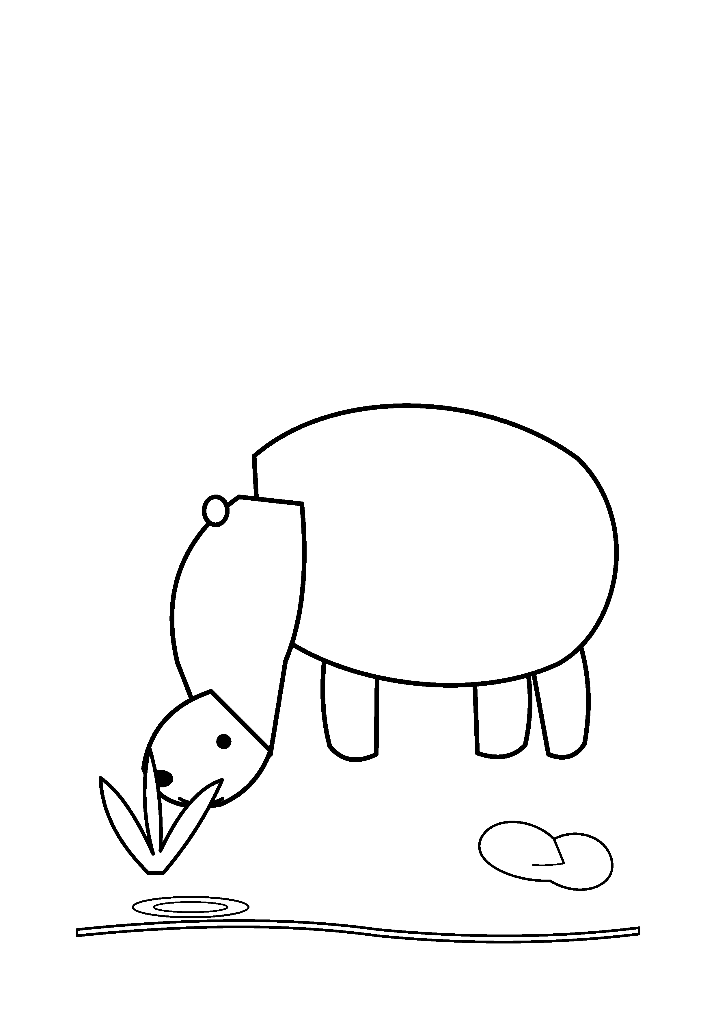 A capybara lowers its head to nibble water plants.