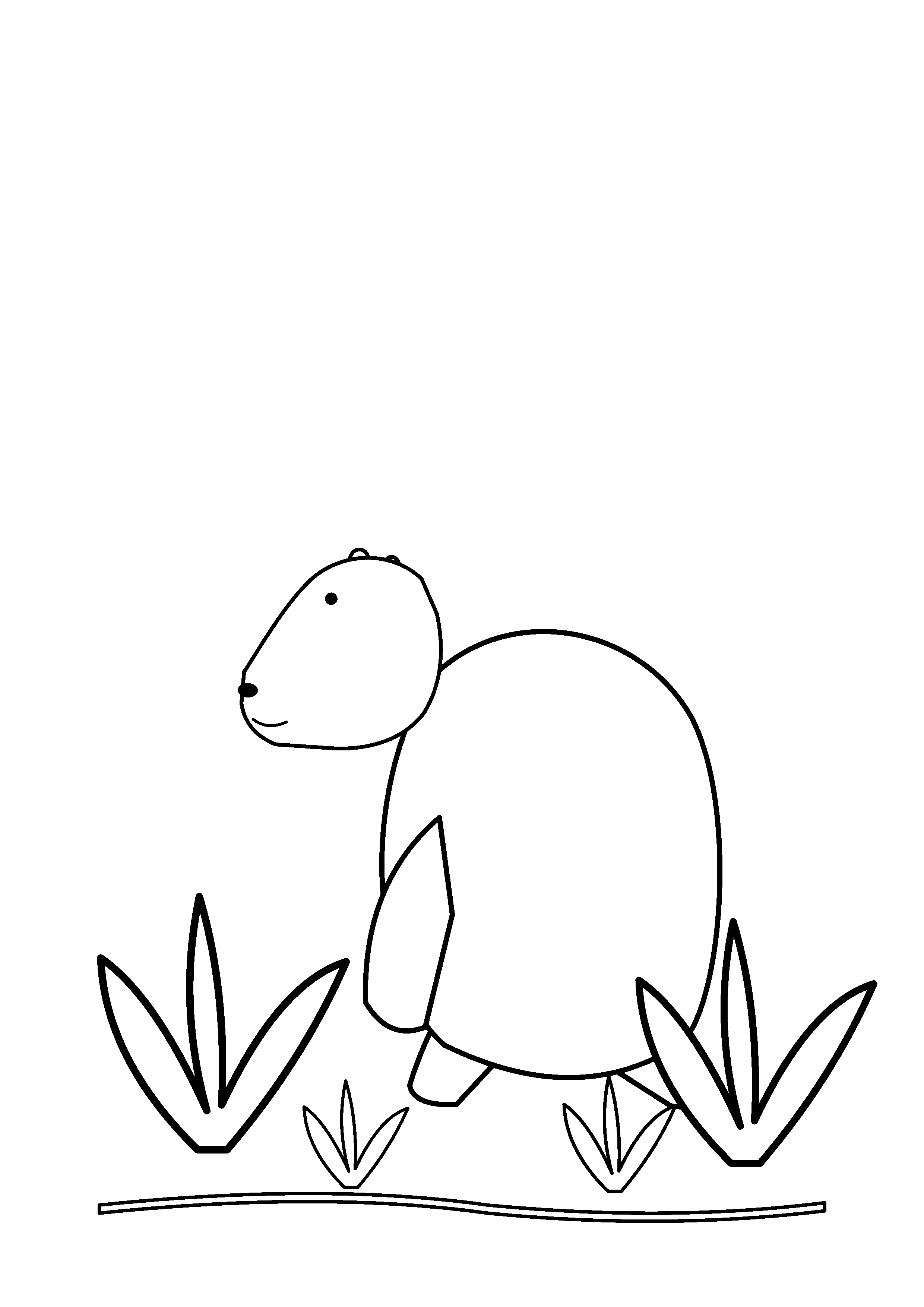 A capybara peeks out from tall grass.