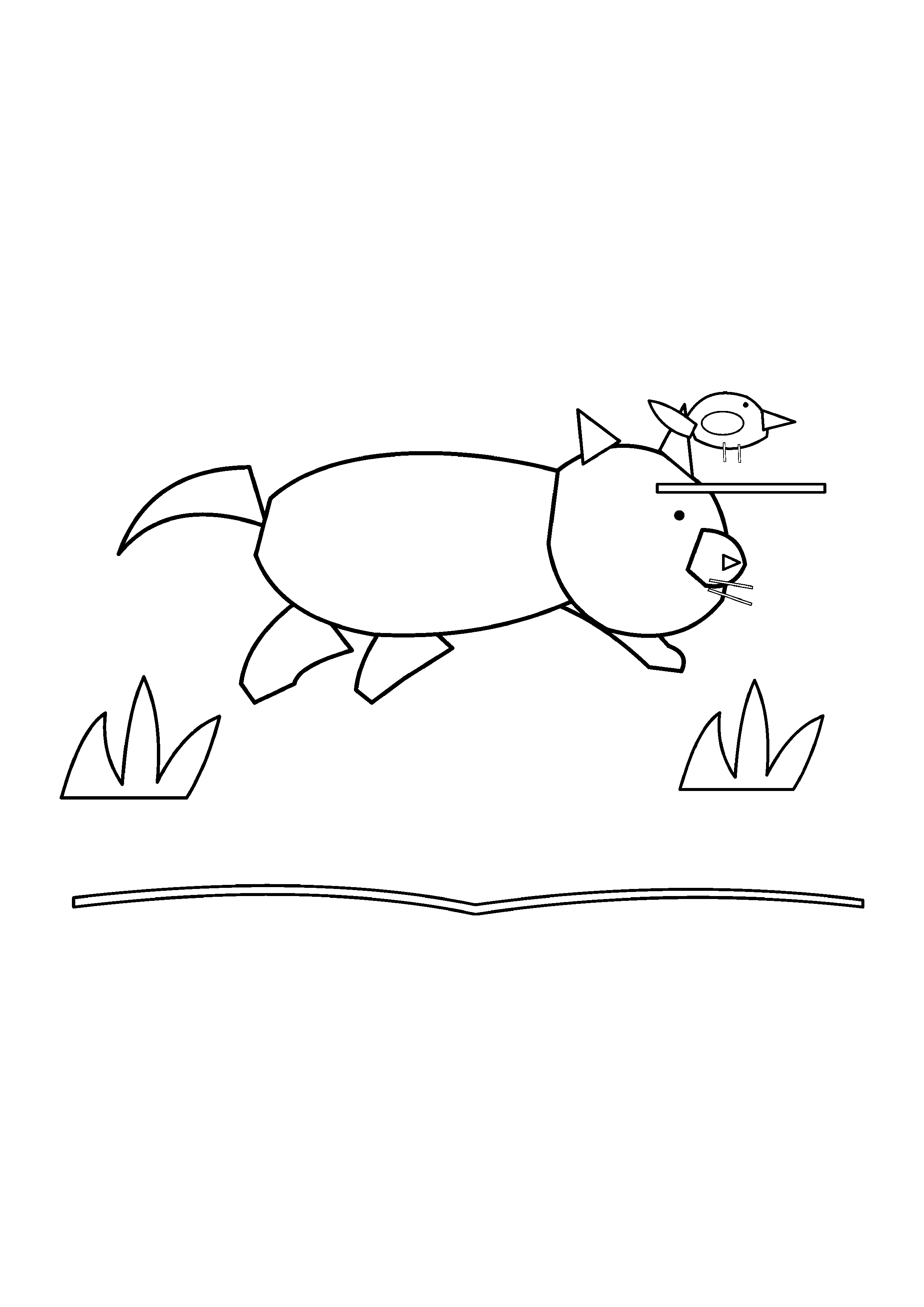 A low crouching cat watches a small bird from tall grass.