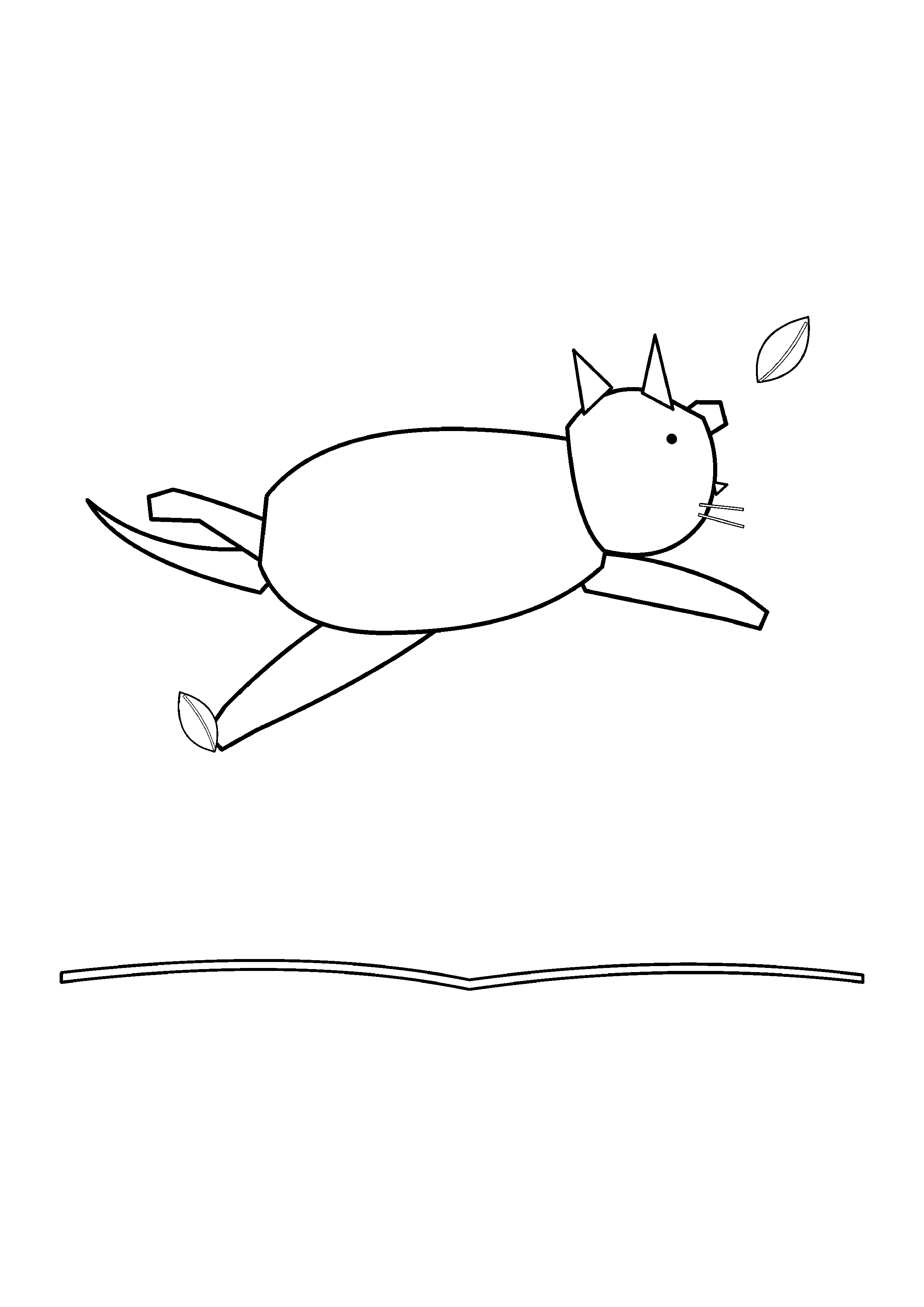 A cat leaps forward with both front paws reaching toward a falling leaf.