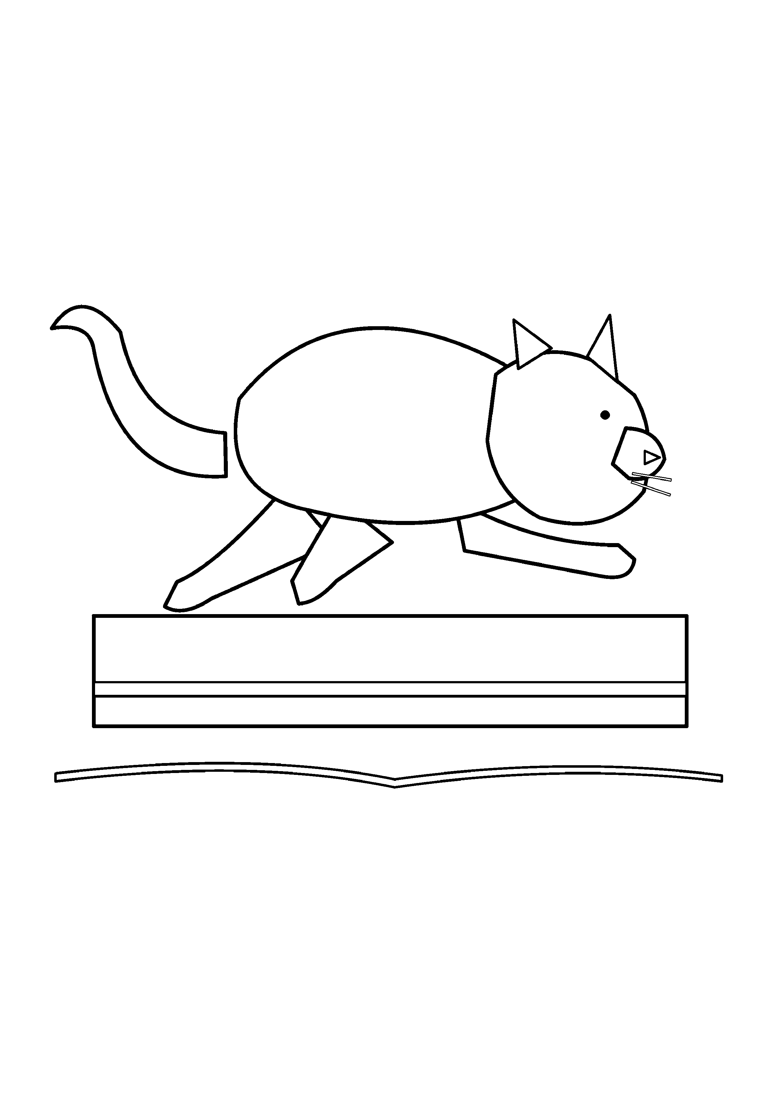 A cat extends its front paws in a long stretch on a folded blanket.