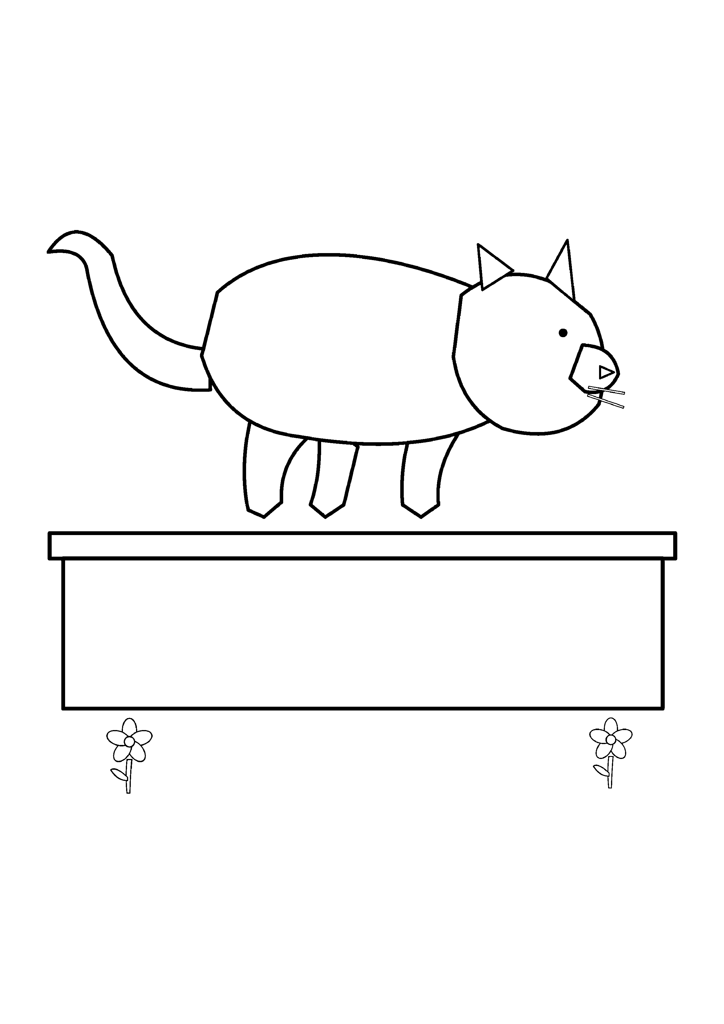 A cat balances while walking across a low garden wall.