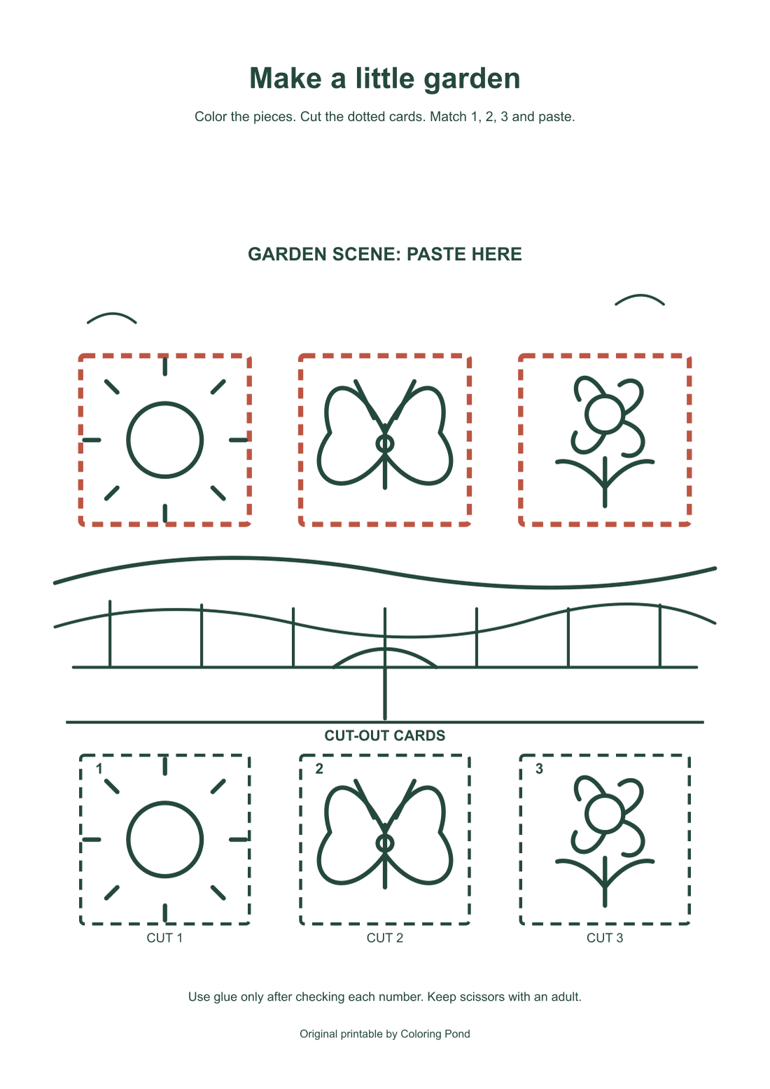 Same-source placement diagram: sun in space 1, butterfly in space 2, flower in space 3