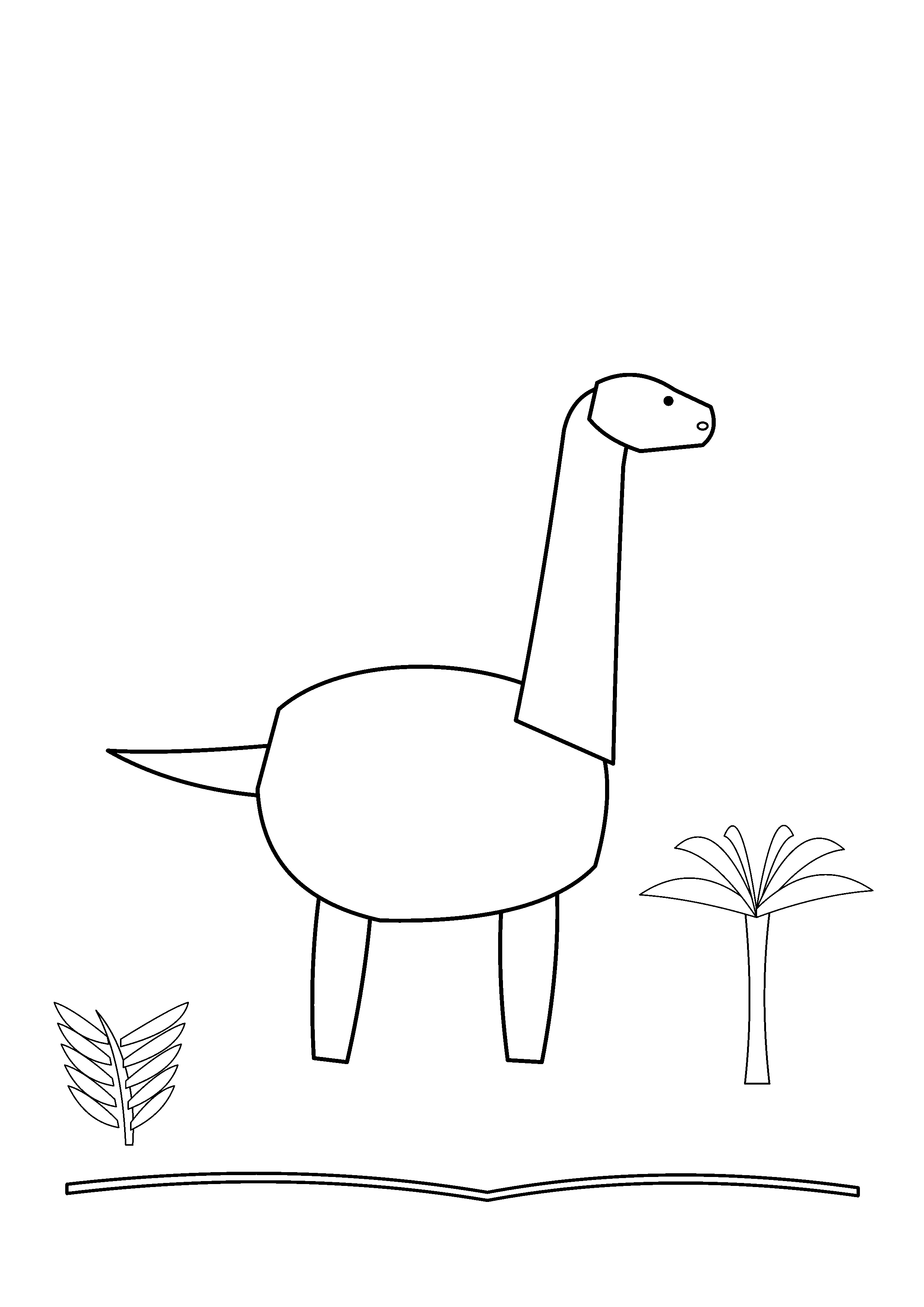 A Brachiosaurus raises its long neck toward a leafy treetop.
