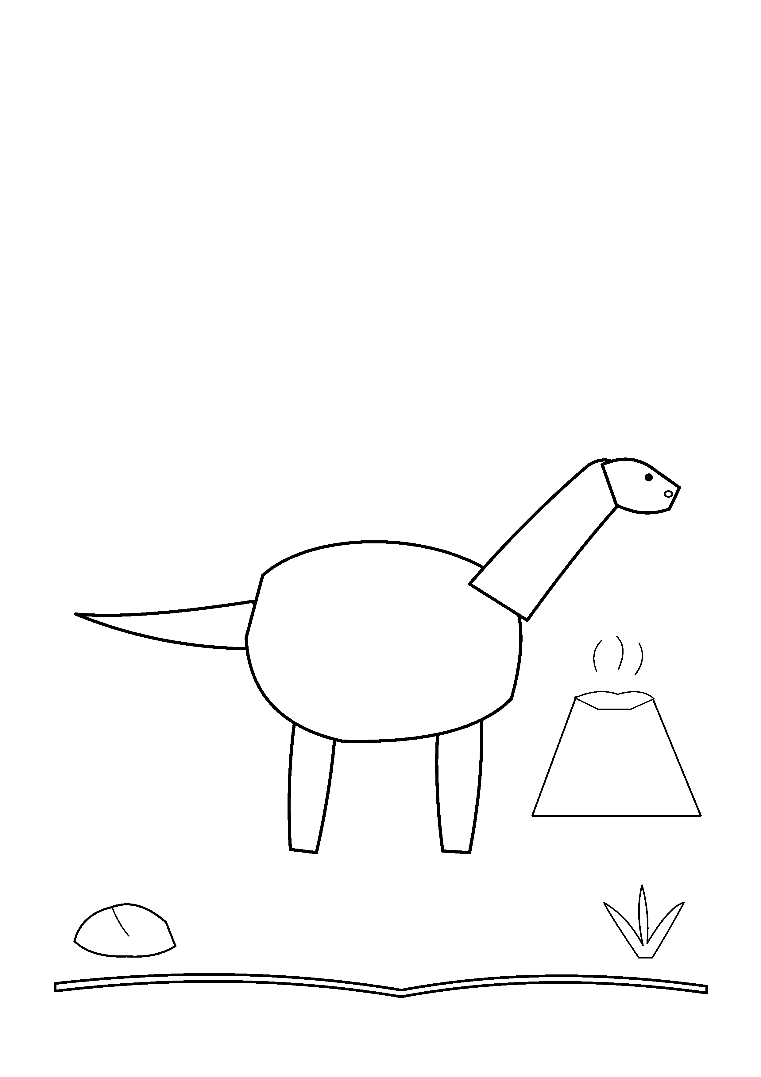 A Diplodocus walks in front of a distant volcano.