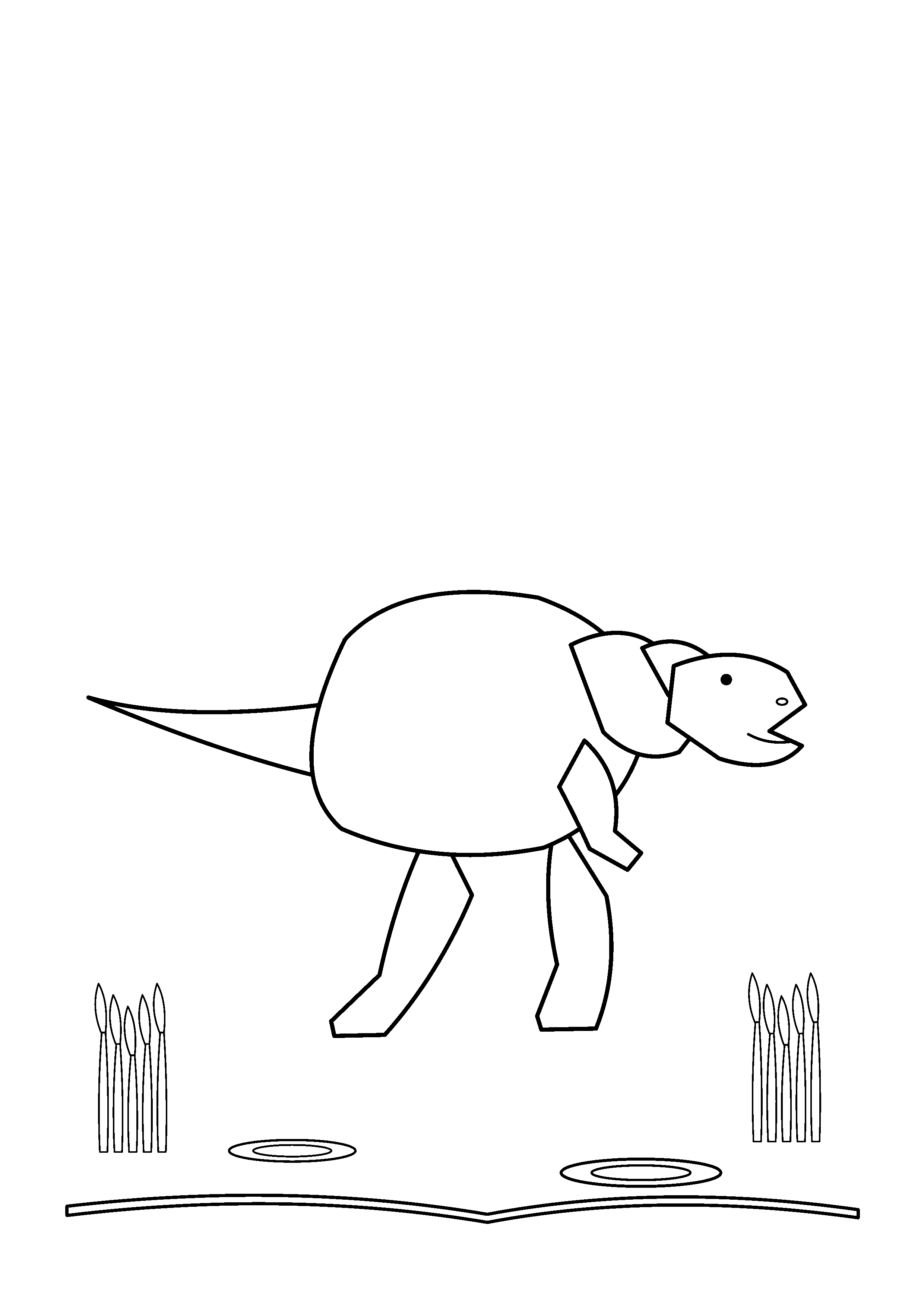 A duck-billed Hadrosaurus wades through a reed-filled marsh.