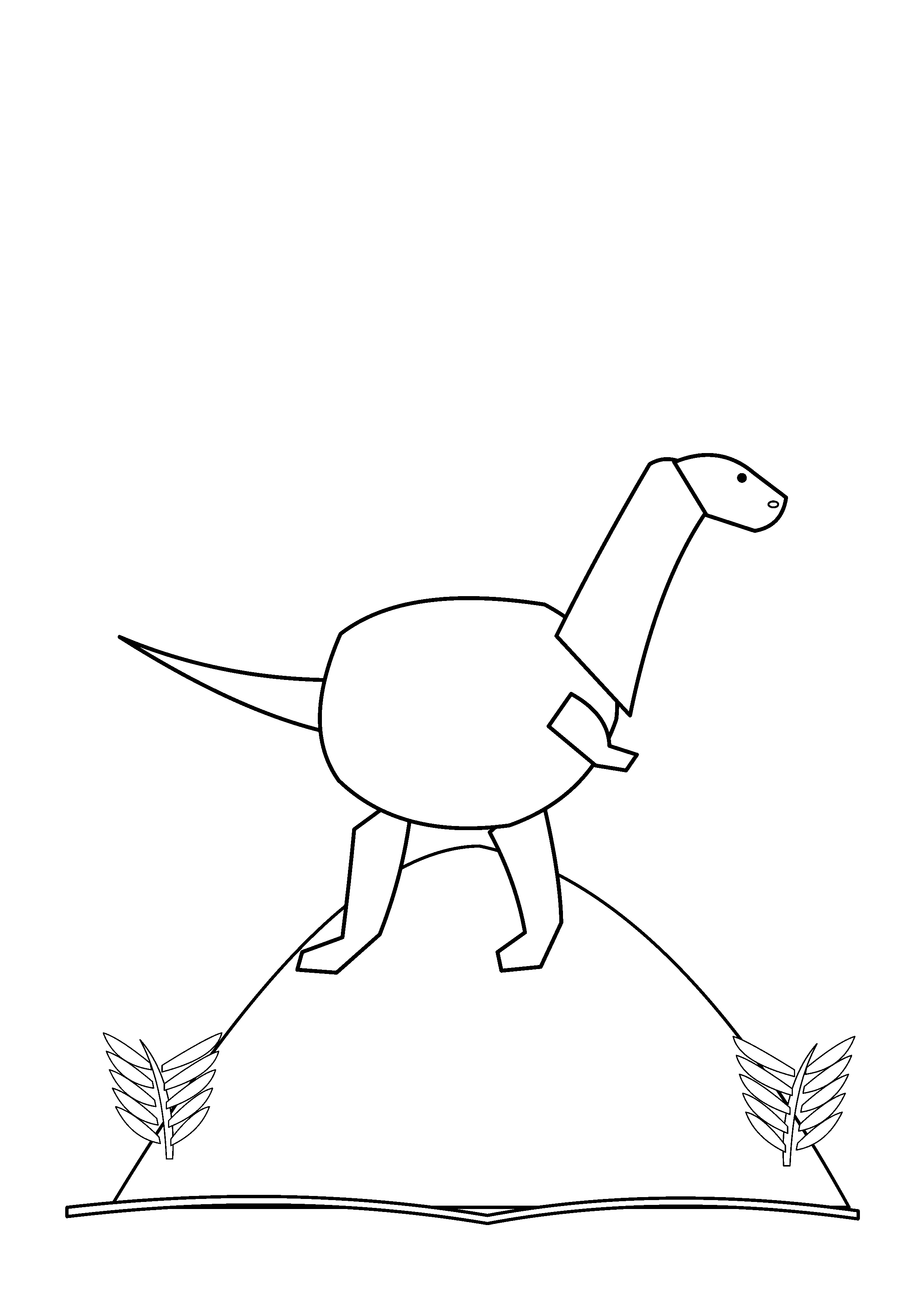 A Plateosaurus climbs a gentle slope covered with ferns.