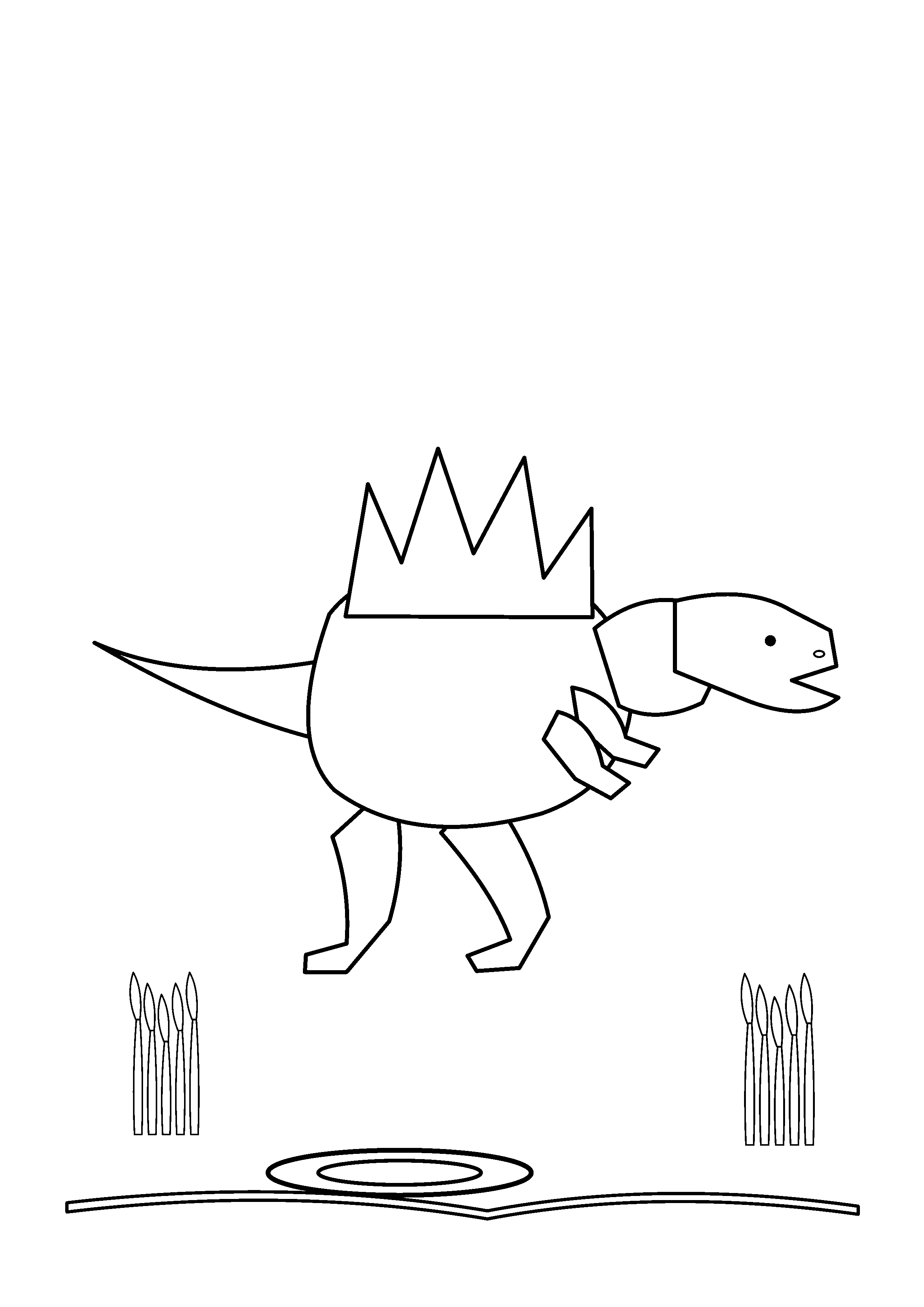 A sail-backed Spinosaurus wades through a shallow river.