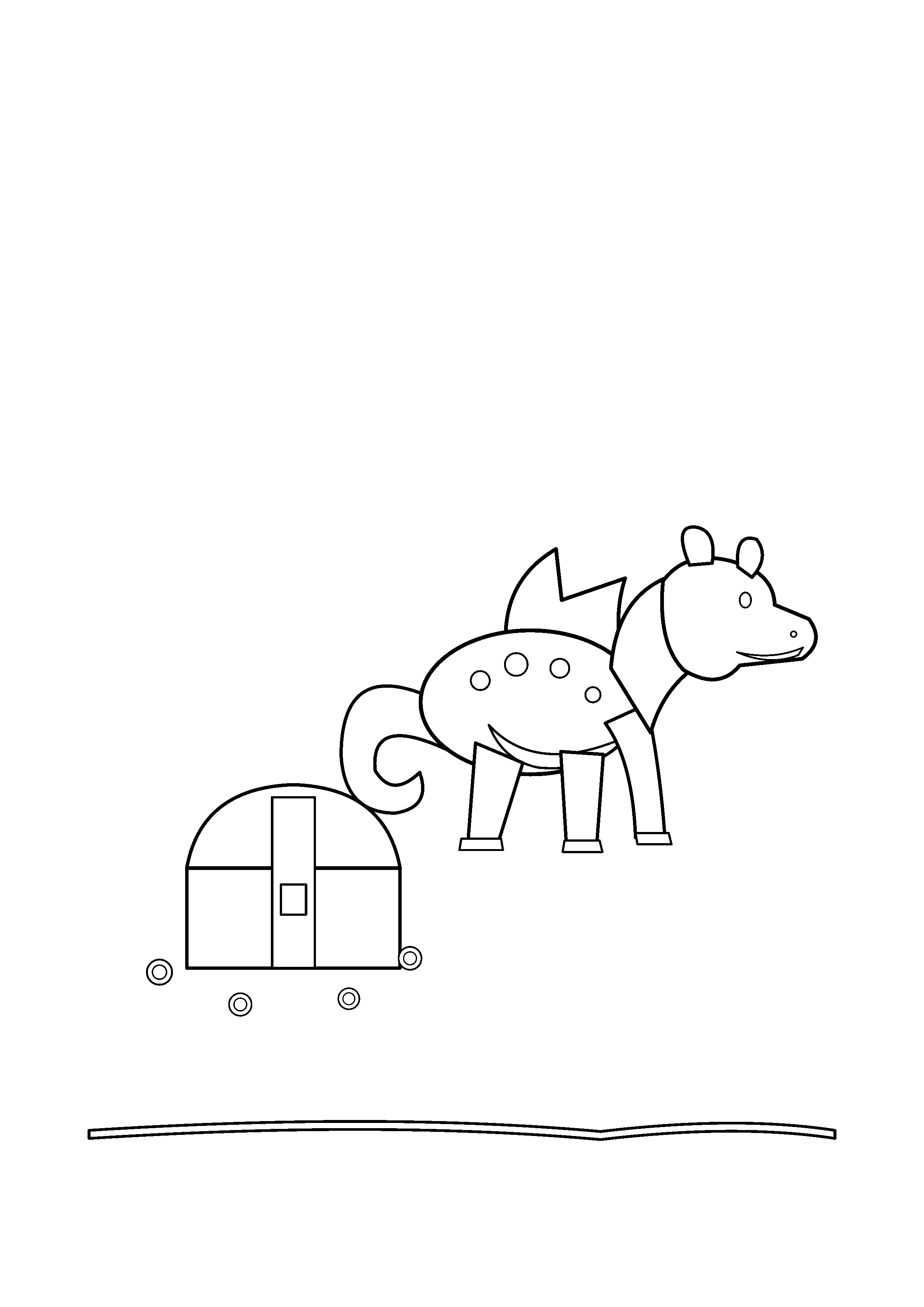 A dragon curls beside a treasure chest and scattered coins.