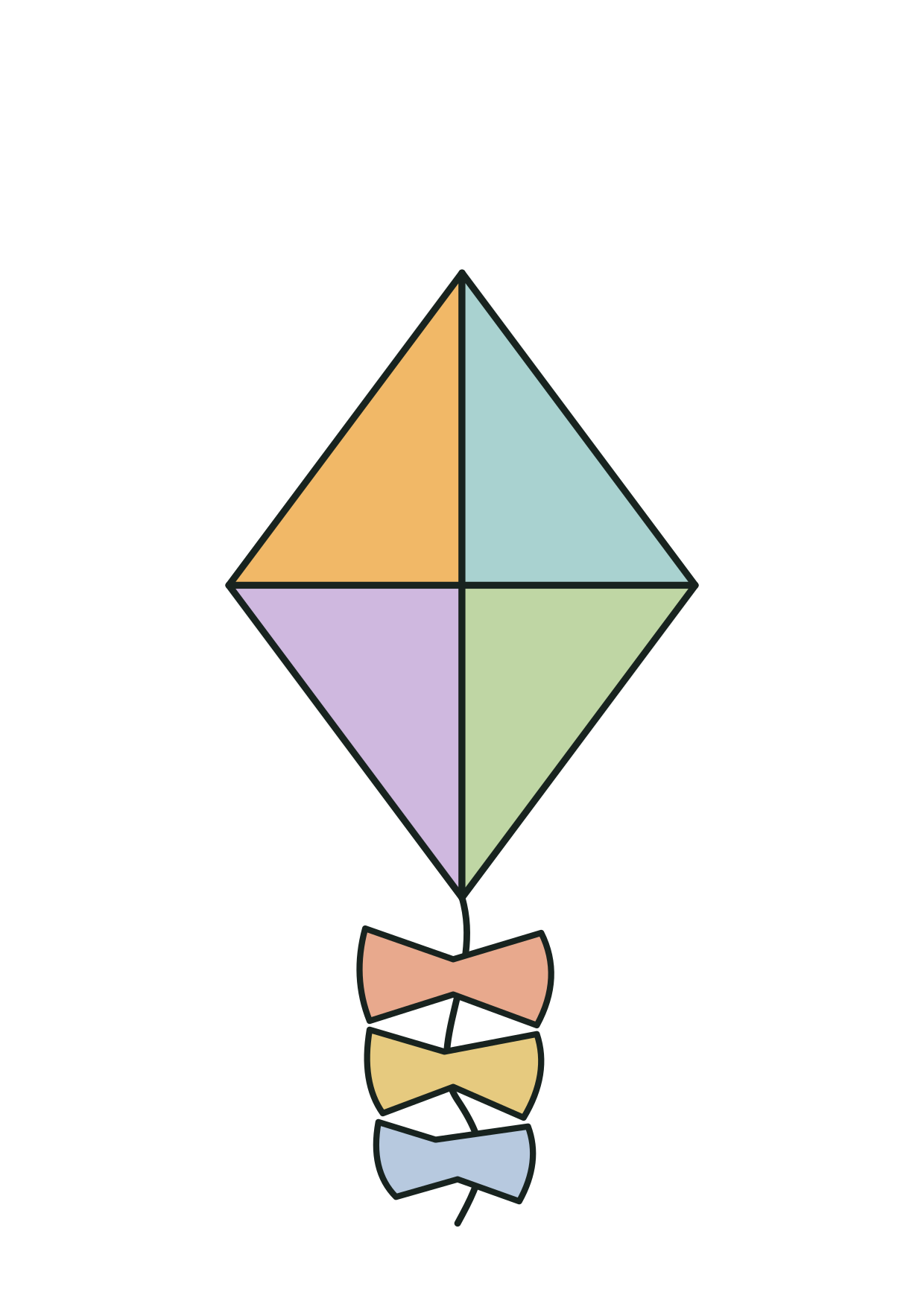 Color example of the same original kite with four differently colored panels