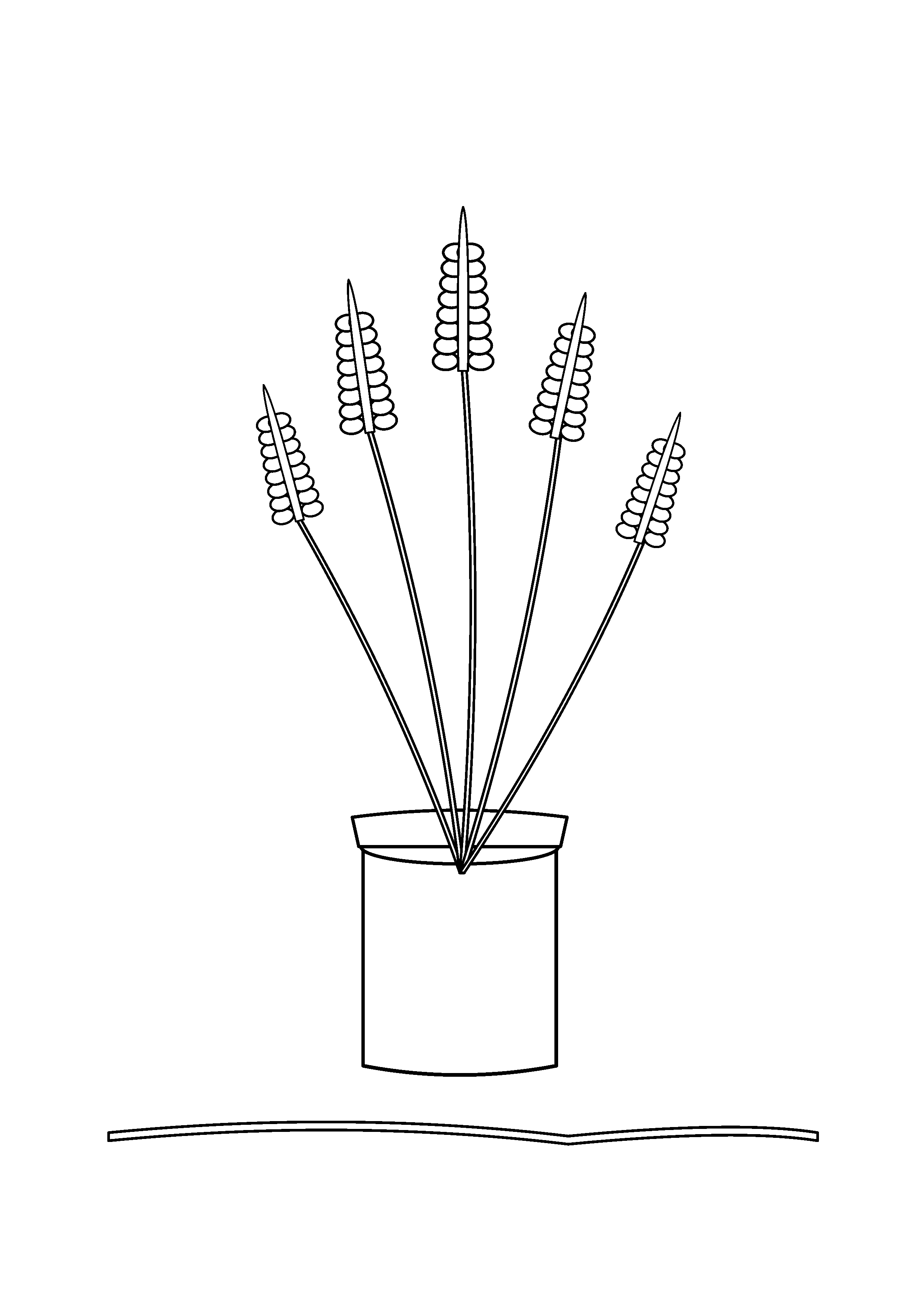 Lavender sprigs stand inside a plain glass jar.