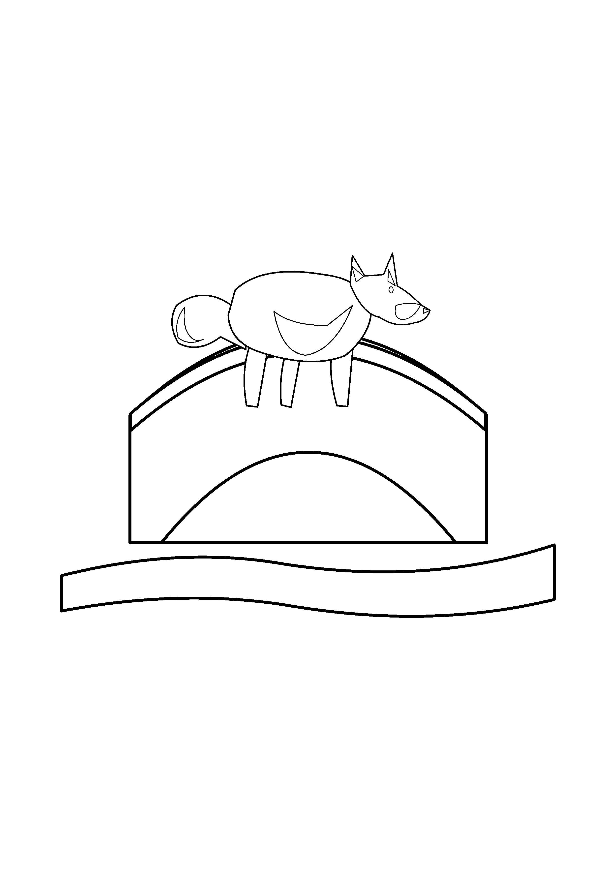 A fox crosses a small arched stone bridge over a stream.