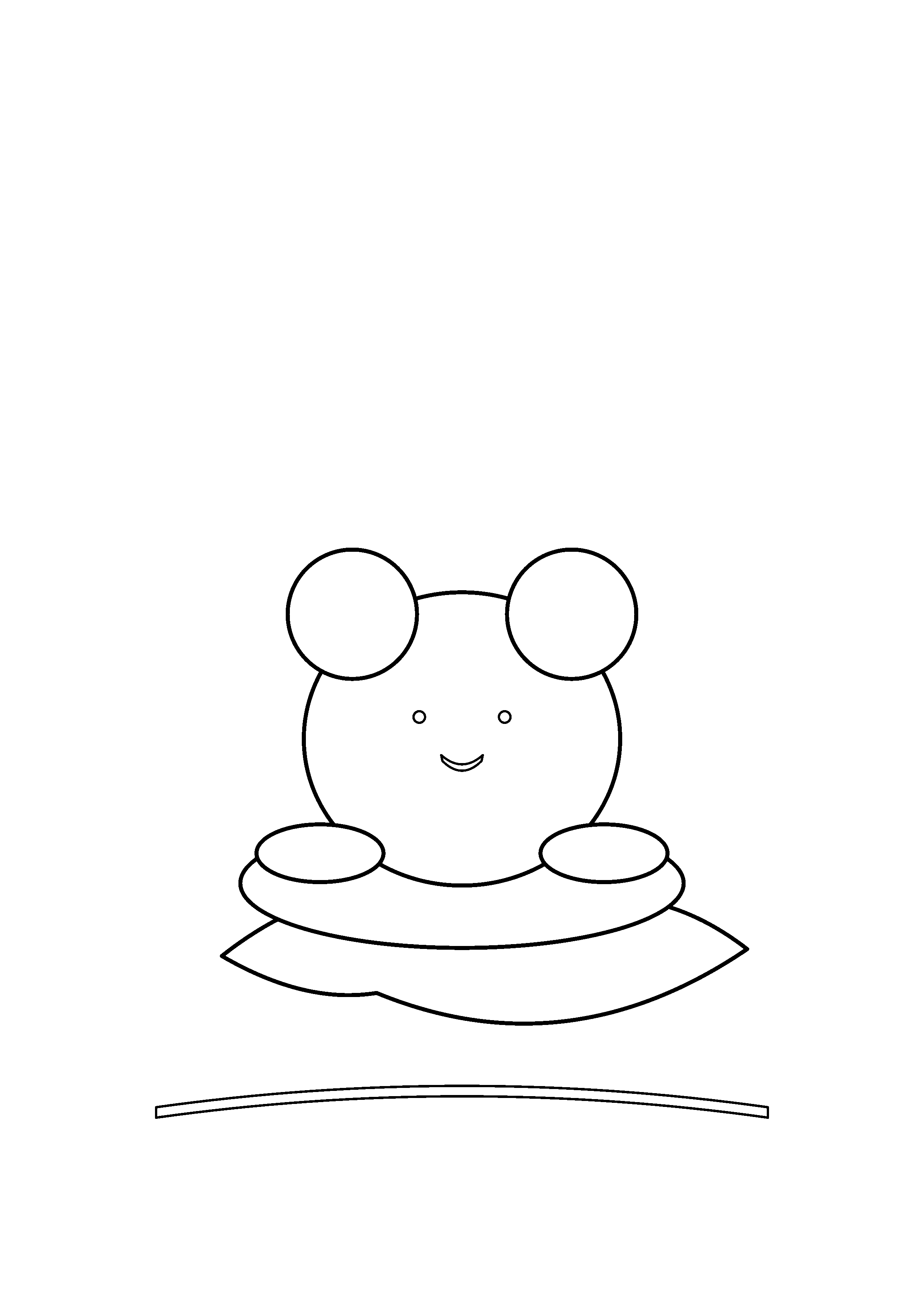 A frog sits on a broad lily pad beside a water ripple.