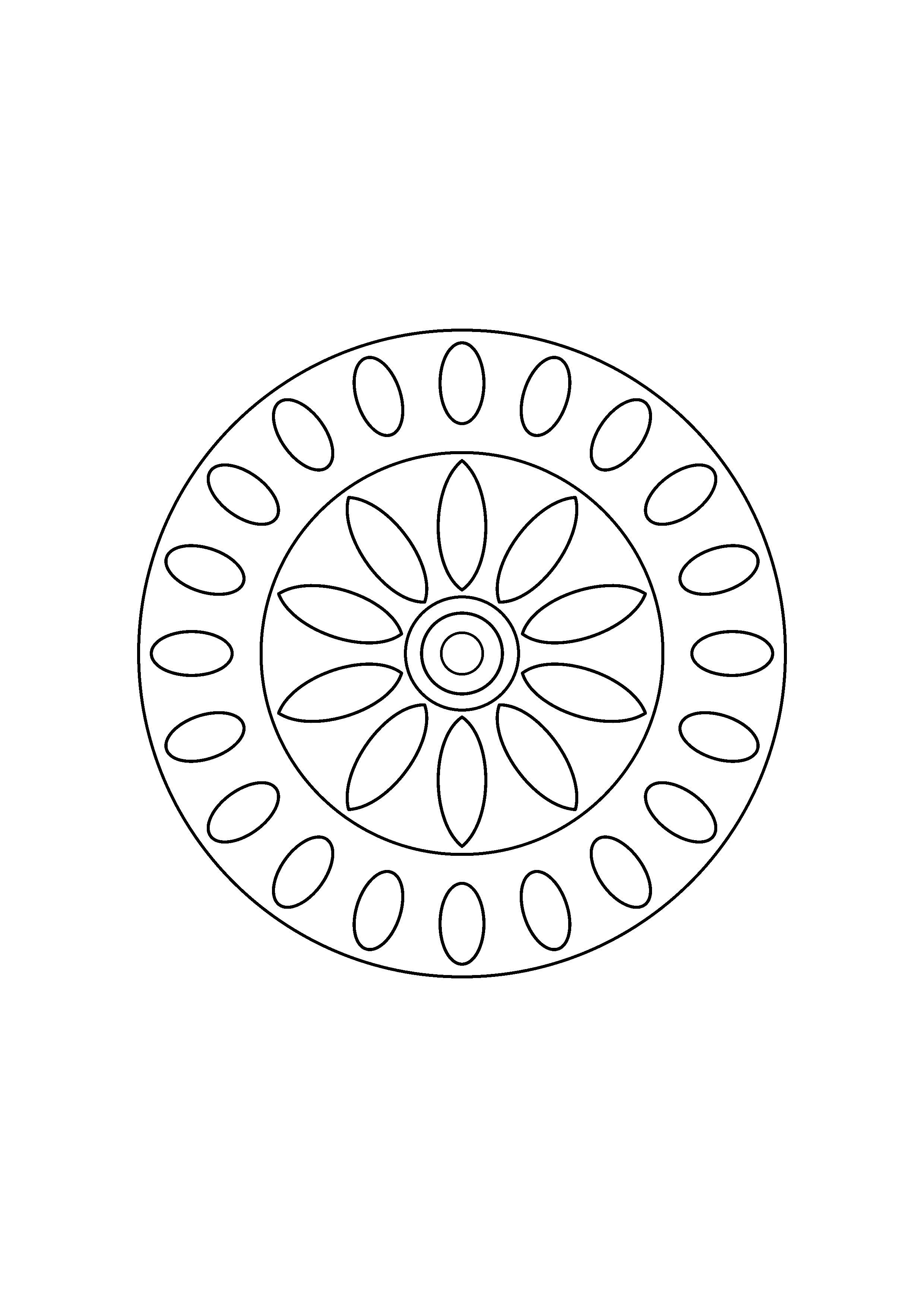 Large round beads frame a rosette of smooth overlapping petals.