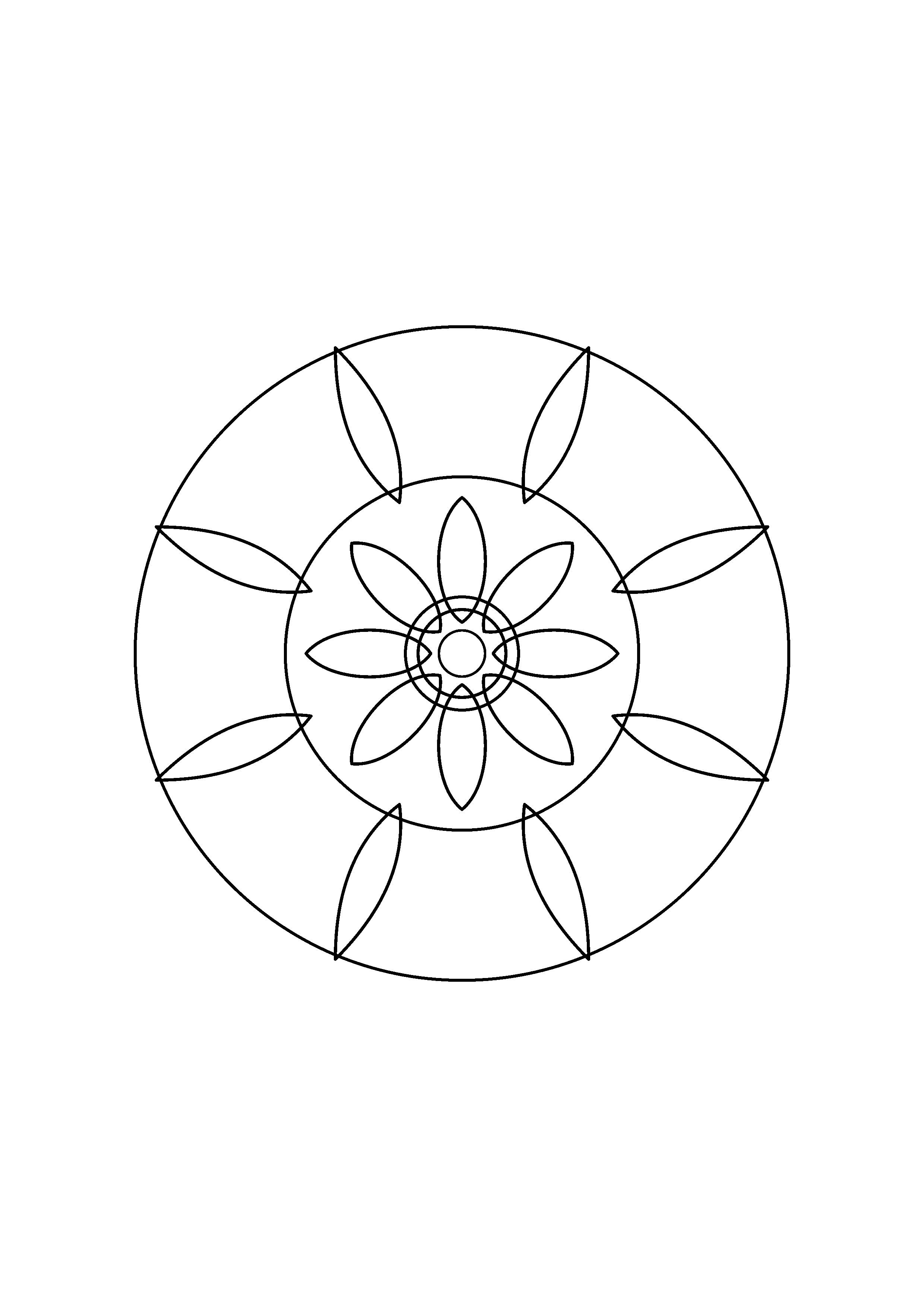 Layered lotus petals rise around a round center inside an open outer ring.