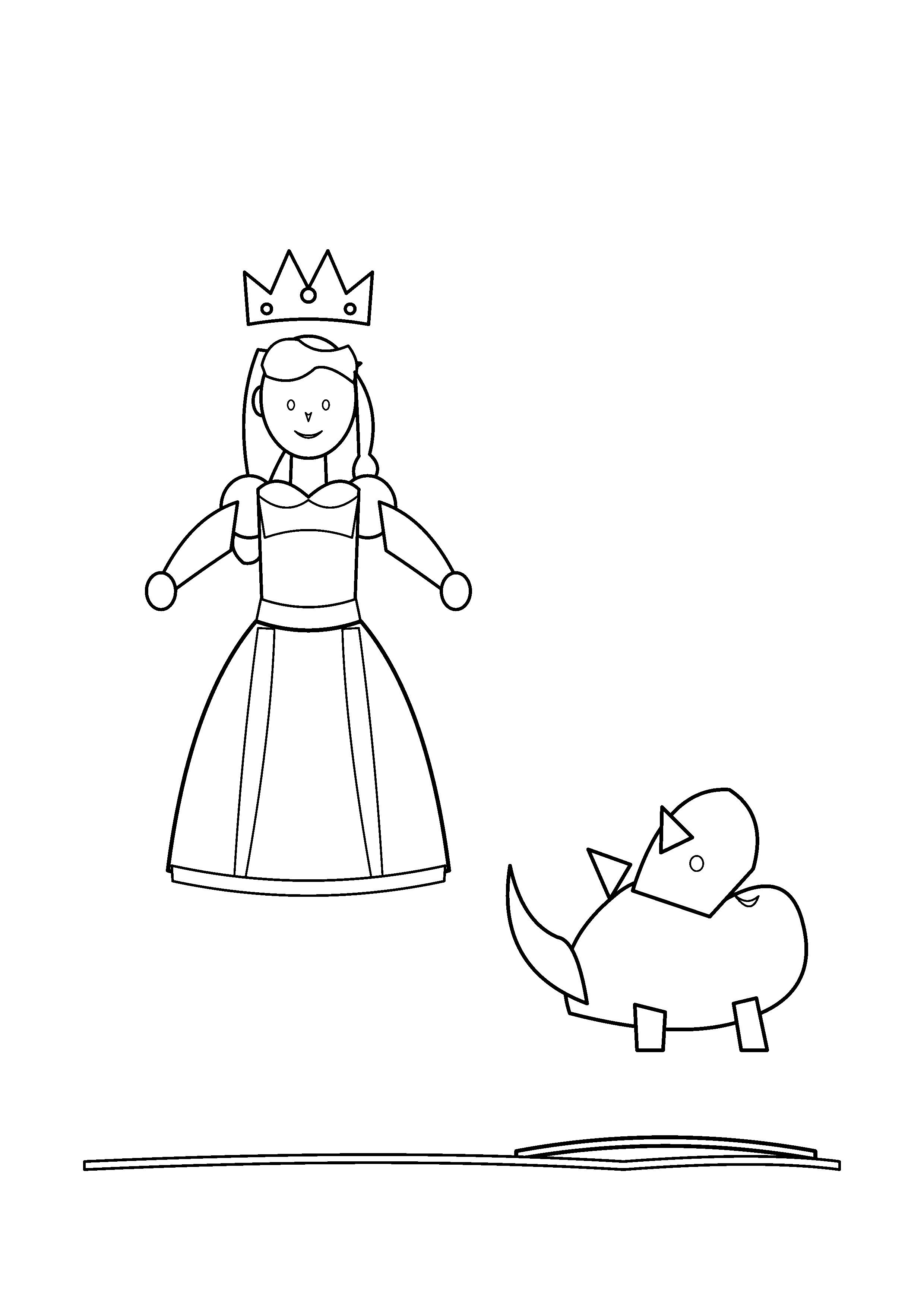 A princess stands beside a small friendly dragon hatchling.