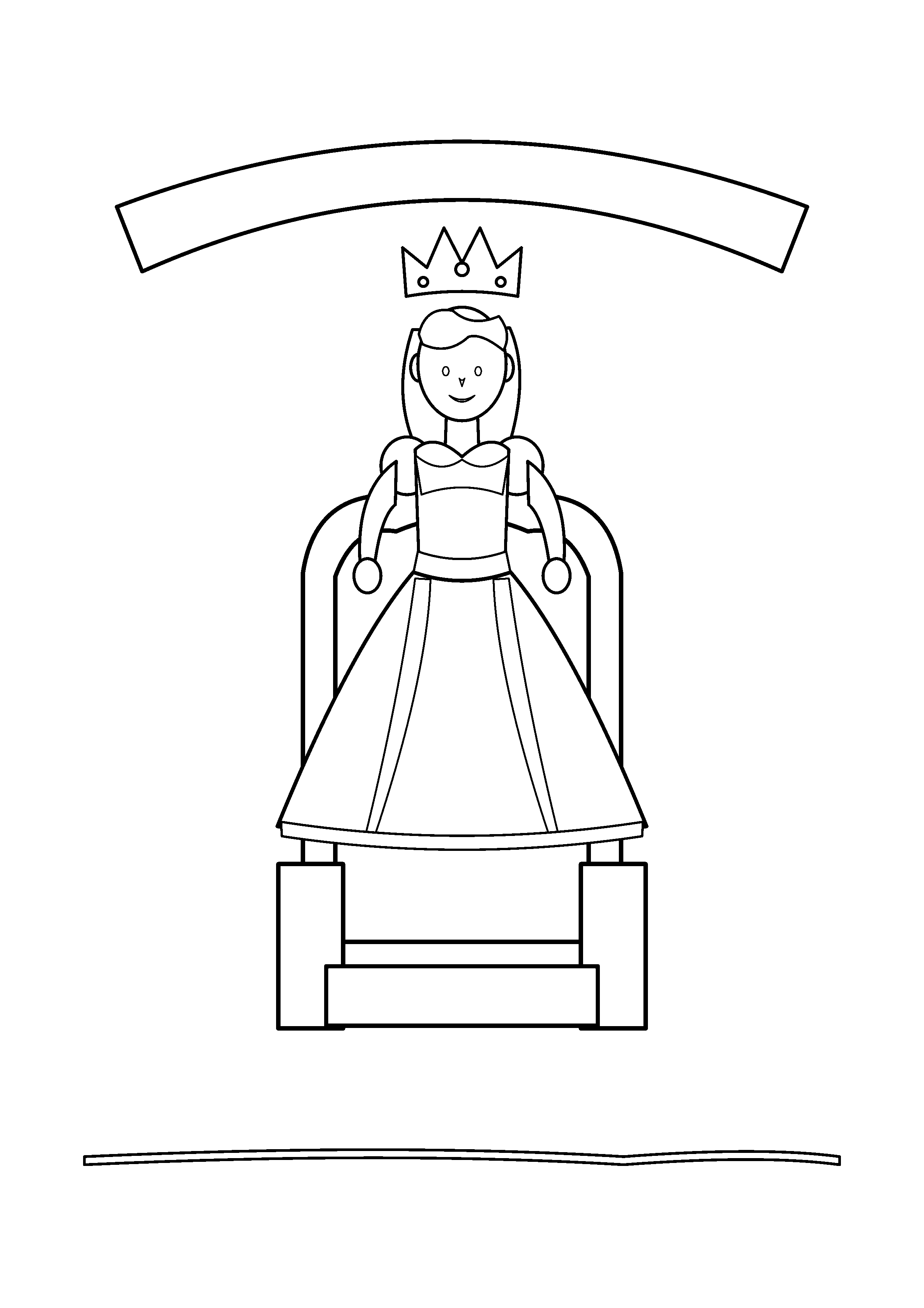 A princess stands before a tall throne beneath an arched canopy.