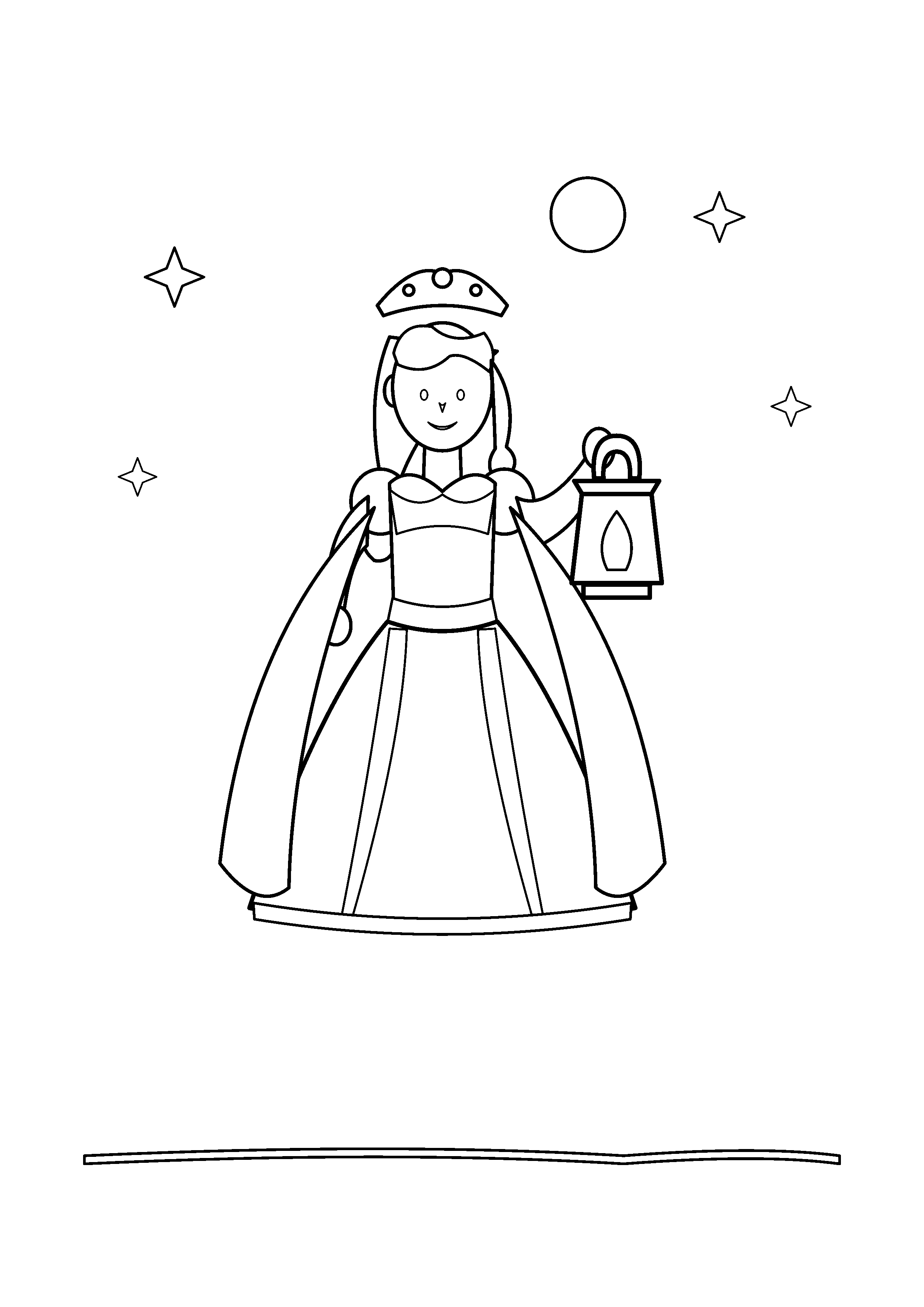 A princess holds a lantern beneath a sky of simple stars.