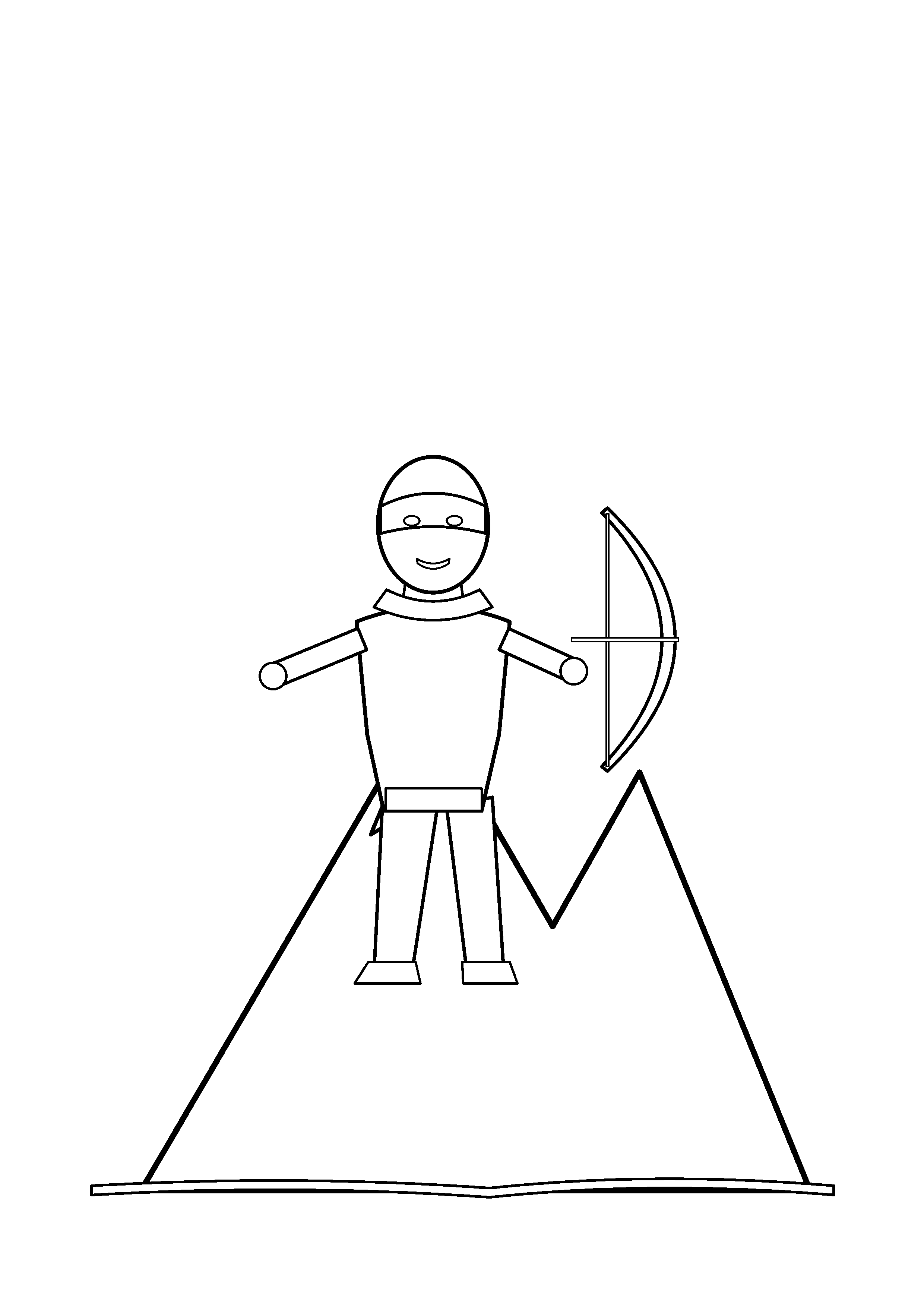 An archer hero holds a bow while standing on a rocky ridge.