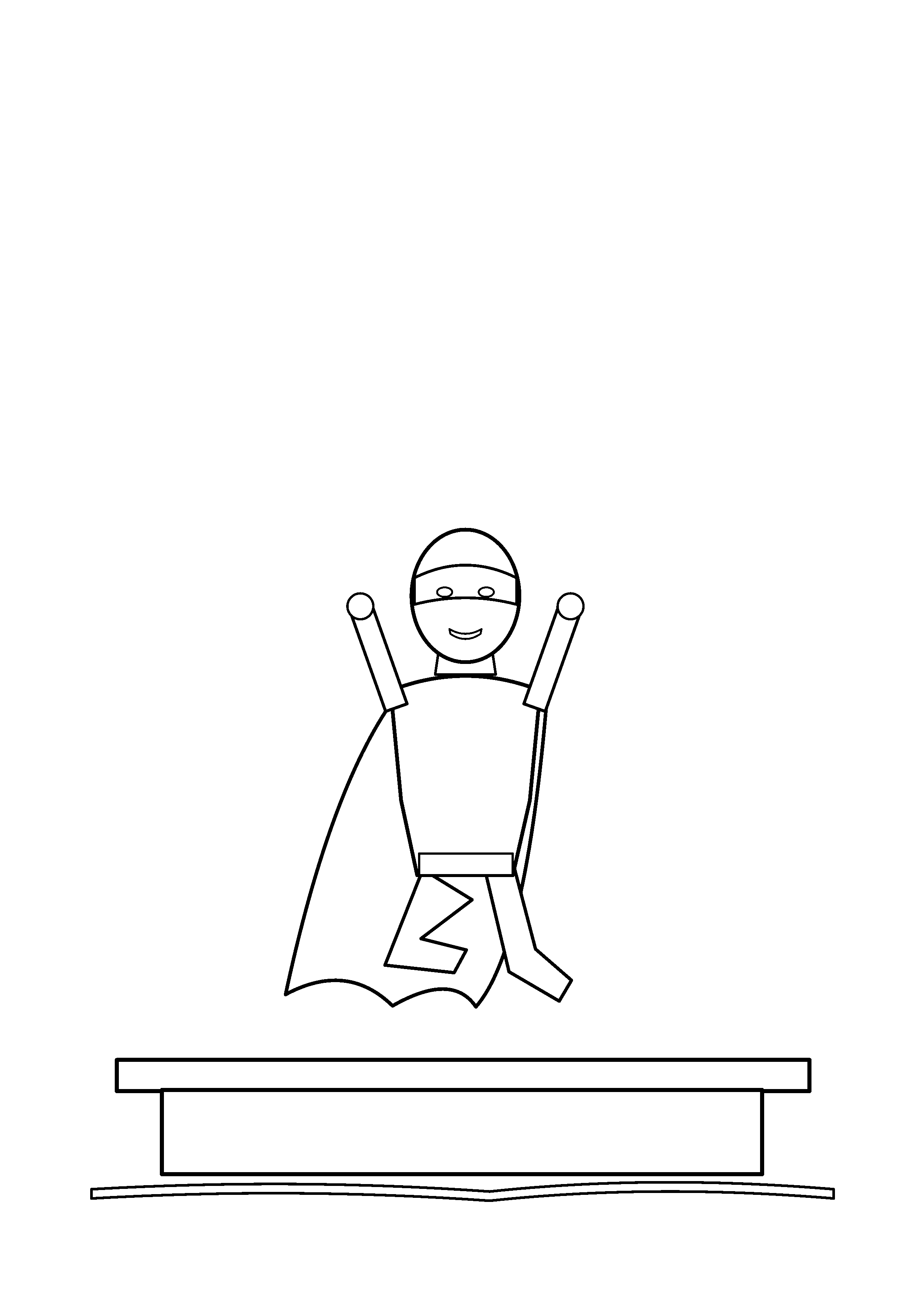 A hero lands in a stone courtyard with a flowing cape.